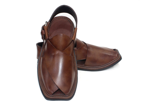 Premium Quality Handmade Brown Leather Peshawari Sandals for Gents