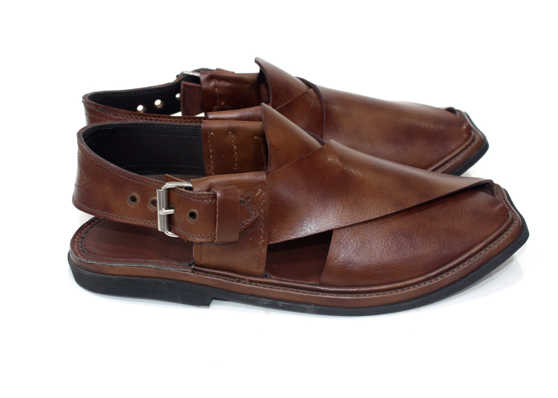Traditional Handcrafted Brown Leather Peshawari Chappal from Charsadda