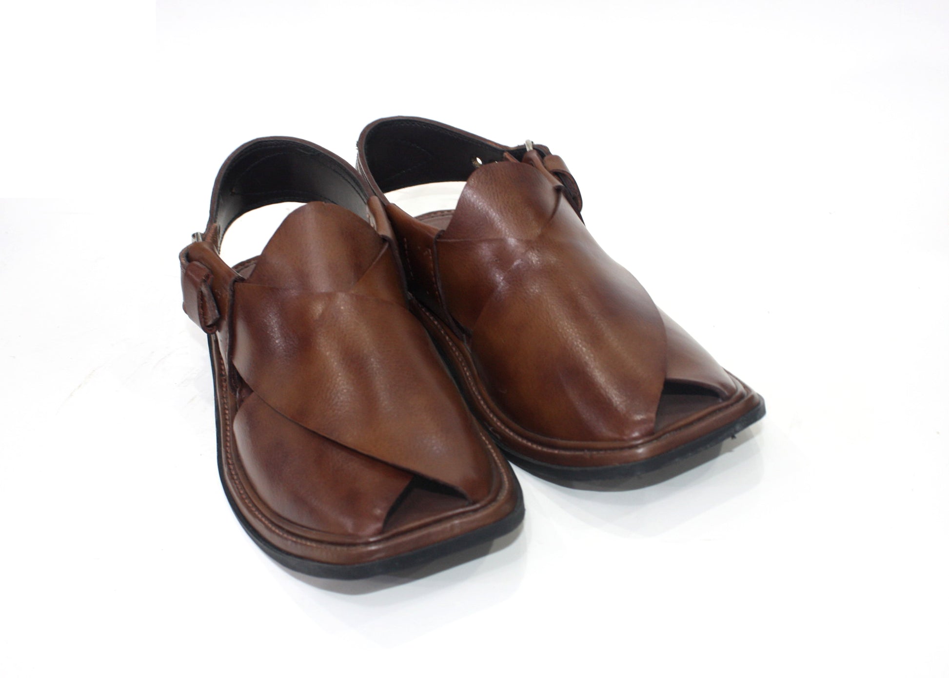 High-Quality Handmade Brown Leather Peshawari Chappal for Stylish Men