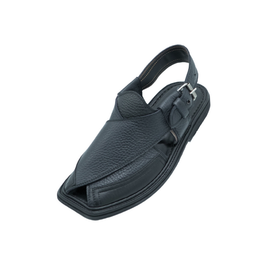 Black Leather Peshawari Chappal Comfortable sandals for men