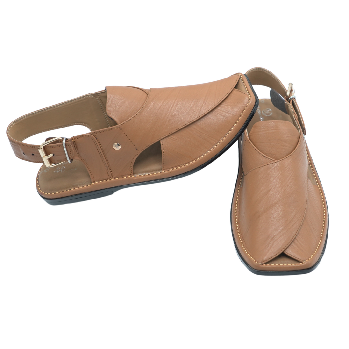 New Unique Design Handcrafted Camel Brown Leather Peshawari Sandal